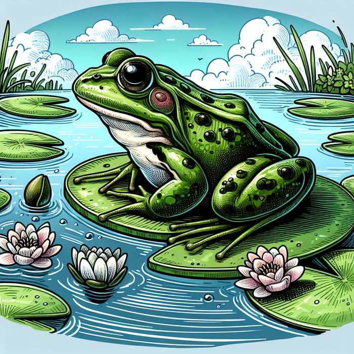 Sapo - Vibrant Green Frog on Lily Pad