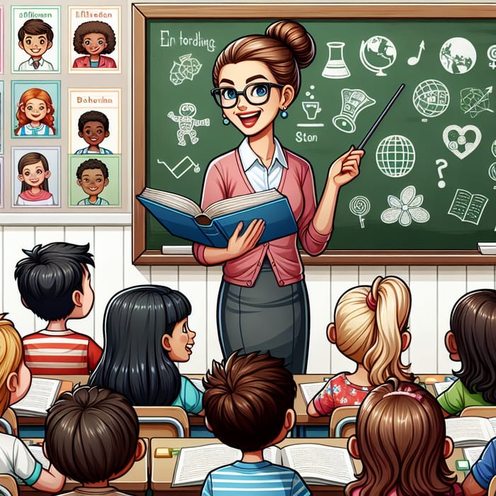 Teacher in Inclusive Classroom Illustration