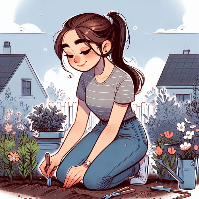 Girl in Garden | Enjoying Nature and Greenery
