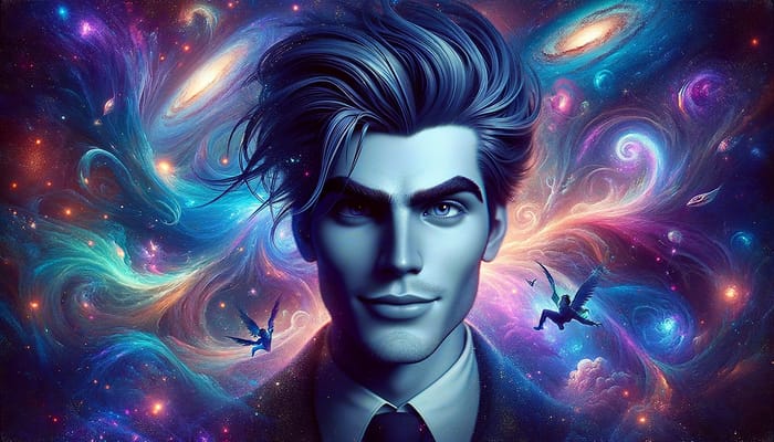 Galactic Anti-Hero: Young Man with Blue Purple Hair