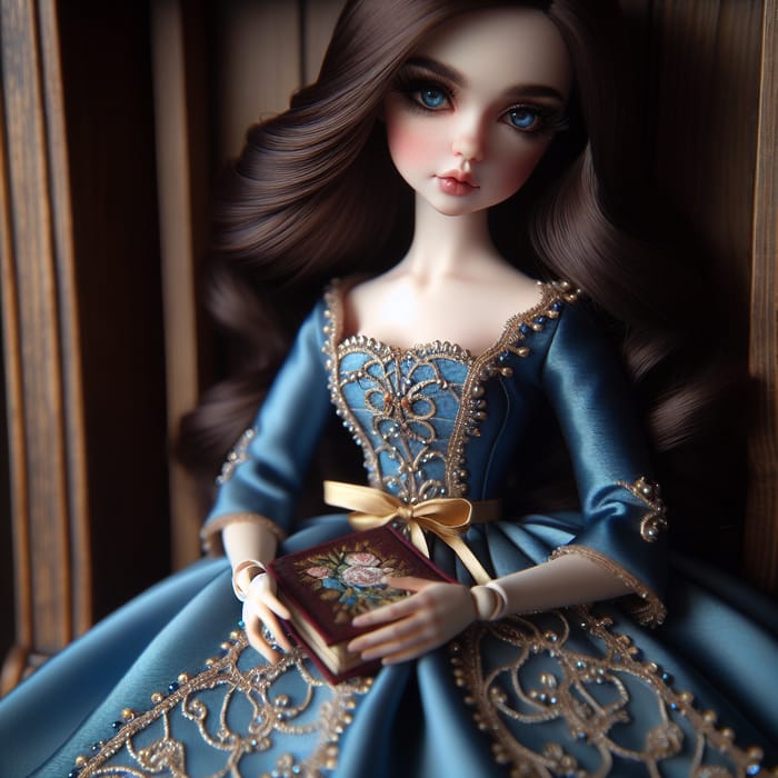 Exquisite Handcrafted Doll on Vintage Wooden Shelf