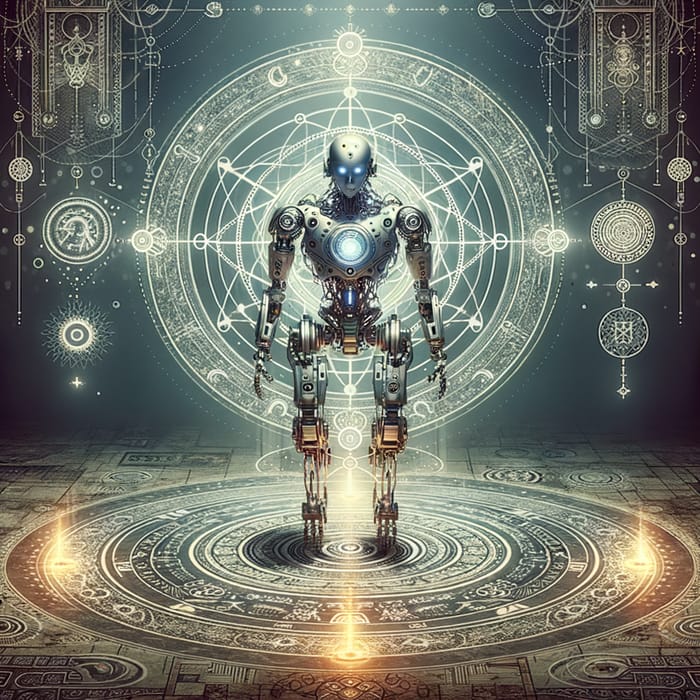 Robot in Ritualistic Ceremony Illustration
