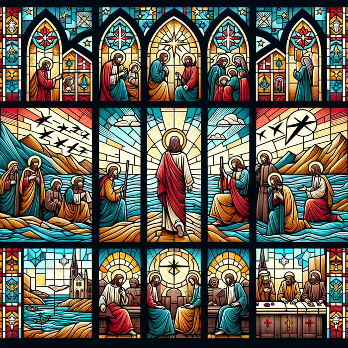 Life of Jesus Stained Glass Window Illustration