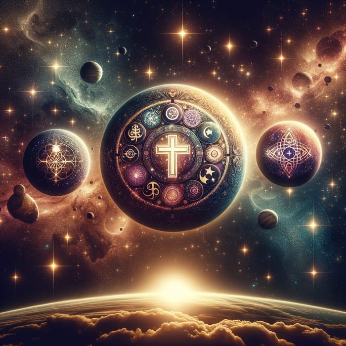 Celestial Planets Shaping Religious Symbols