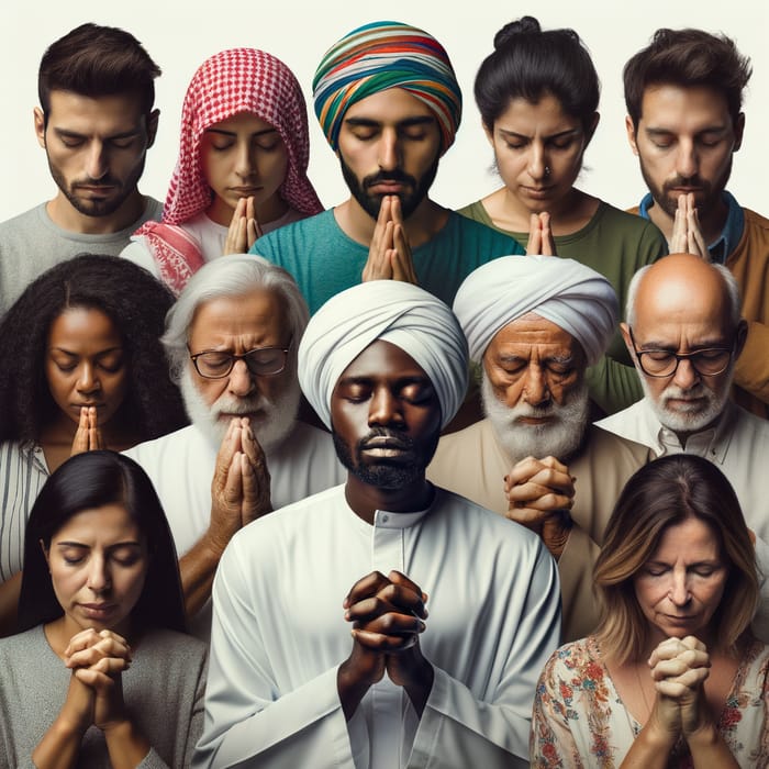 Diverse Group Prayer: Unity in Faith & Spirituality