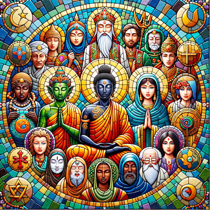 Religious Deities Mosaic: Harmony in Diversity