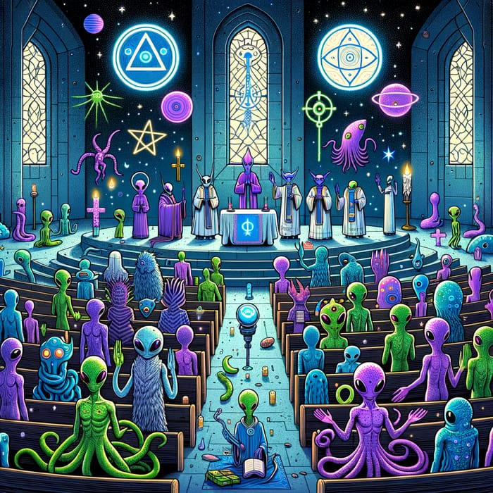 Alien Congregation Unveiling Cosmic Rituals
