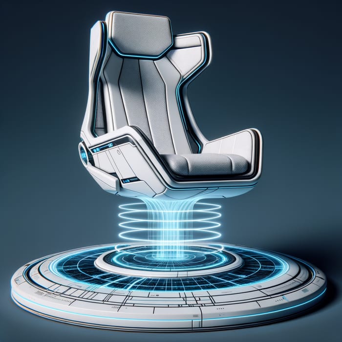 Futuristic White Hover Chair with Holographic Interface