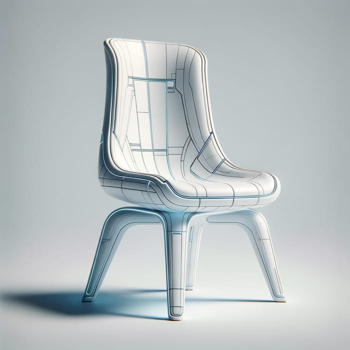 Futuristic White Chair with Blue Outlines