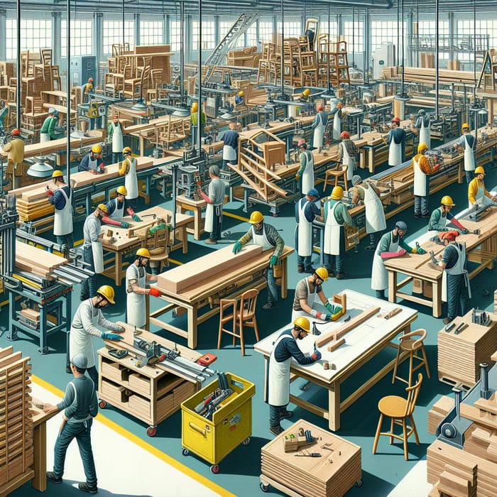 Furniture Manufacturing Process in Diverse Factory