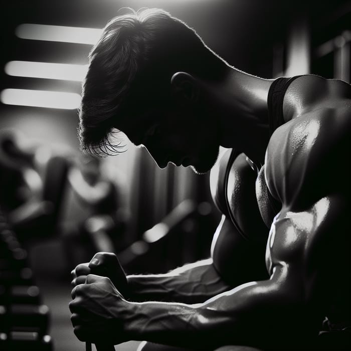 Empowering Gym Workouts: Determination & Strength in Black & White