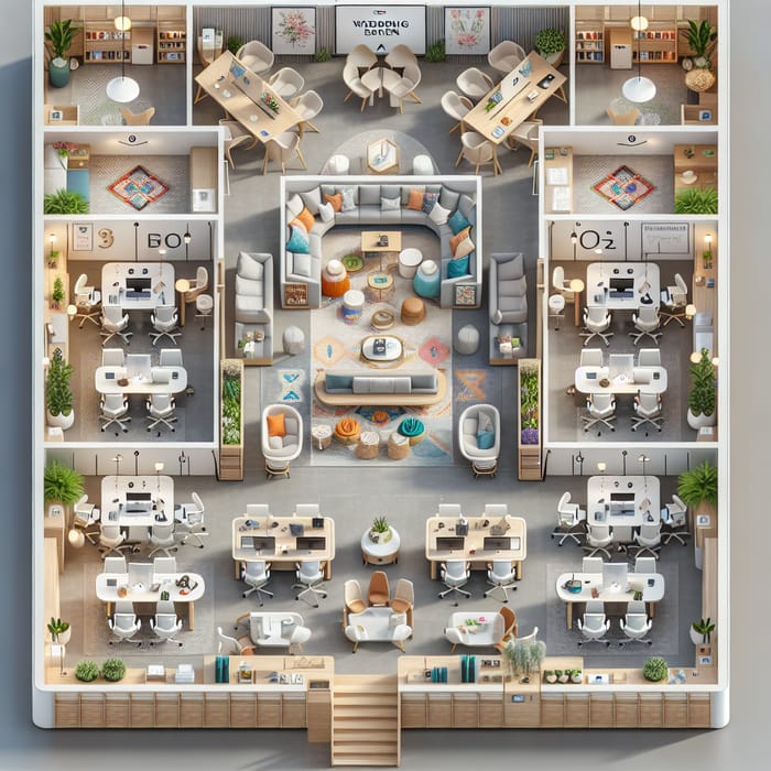 Contemporary Office Design for Wedding Event Management Startup - Top View Floor Plan
