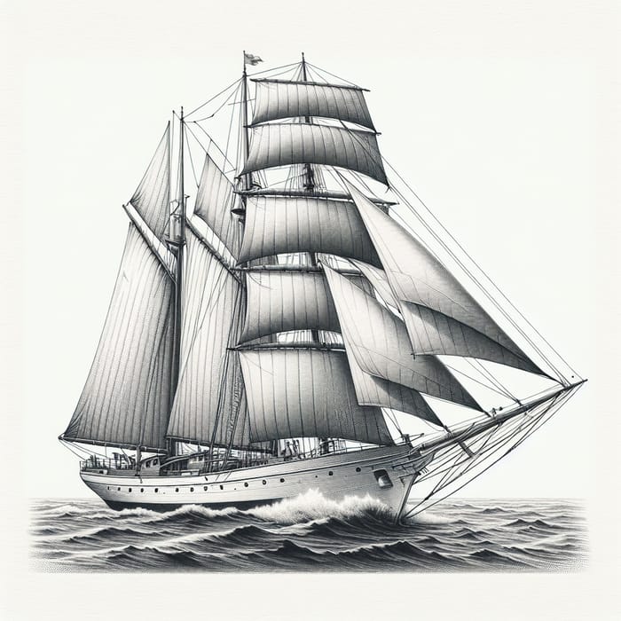 Vintage Illustration of Scanmer 33 Sailing Ship
