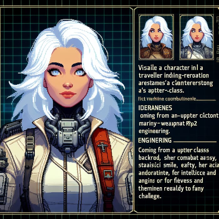 Bold White-Haired Marine Engineer in Sci-Fi Traveller RPG
