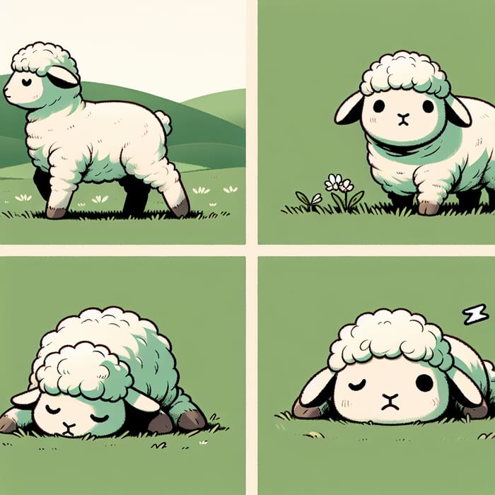 Cute Sheep Baby Vector Illustrations in Various Poses