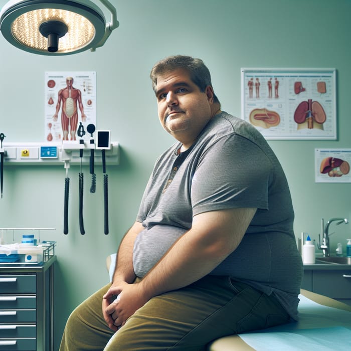 Health Care Scene: Middle-Aged Overweight Man