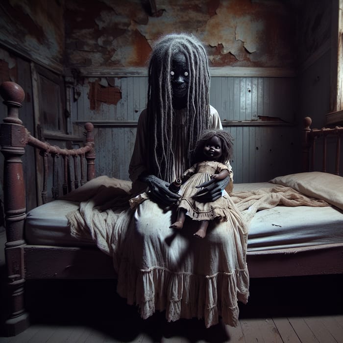 Eerie African American Girl in Haunted Lighthouse Bedroom