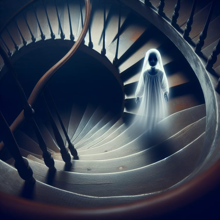 Black Girl Ghost Ascending Spiral Staircase