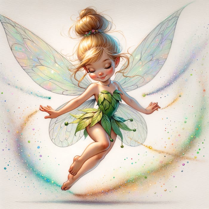 Tinker Bell Fairy in Green Leaf Outfit