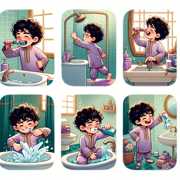 Illustrations of Boy's Daily Hygiene Routine - Middle Eastern Beauty Care