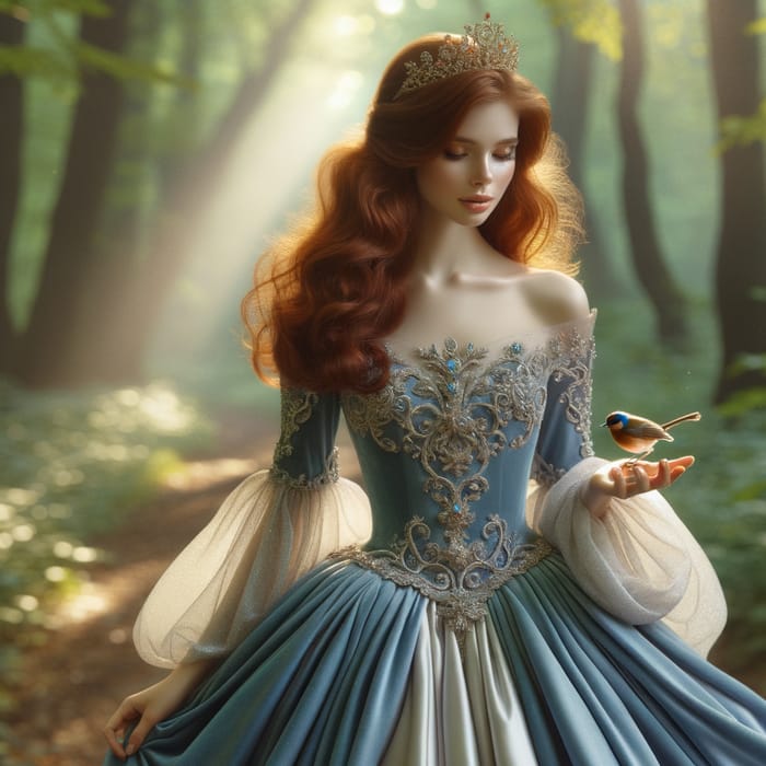Enchanted Princess in Royal Blue Forest