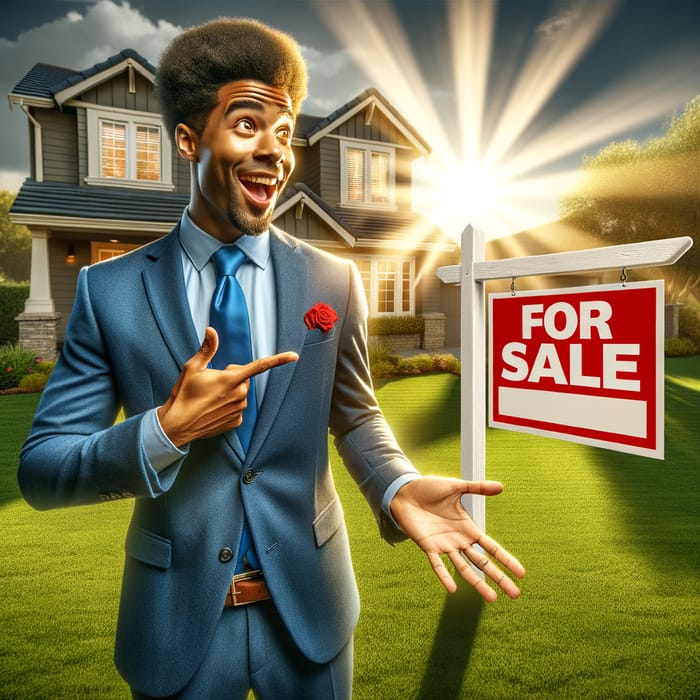 Realtor Discussing Great Bargain: Suburban House For Sale