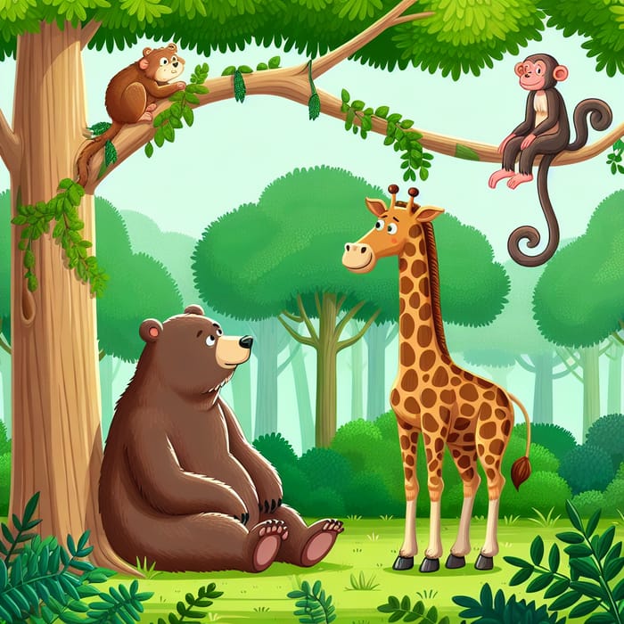 Enchanted Forest Encounter: Bear, Giraffe, Monkey, Squirrel