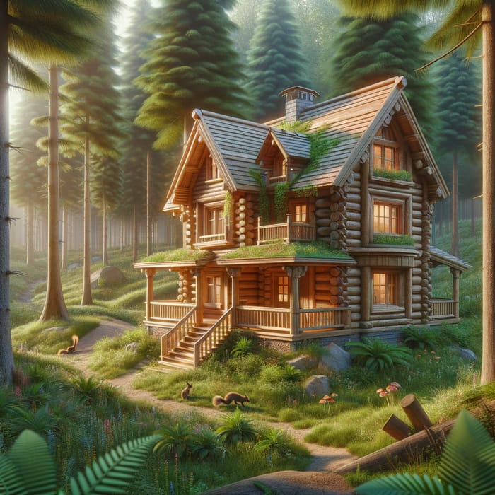 Serene 3D House in Enchanting Forest