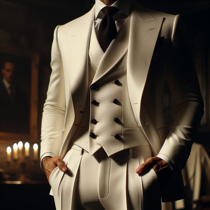 Elegant Dark-Skinned Individual in a White Suit