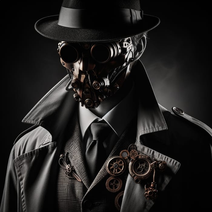 Mysterious Noir Character in Steampunk Style