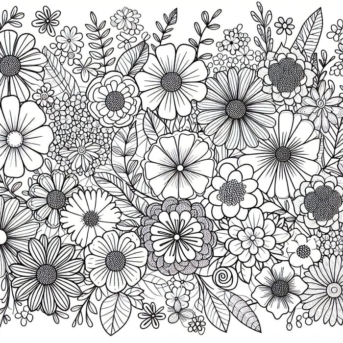 Flowers Coloring Pages: Sketch Style for Clean Line Art