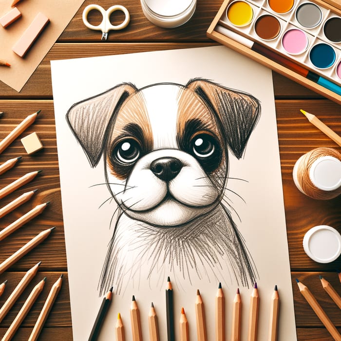 Hand-Drawn Portrait of a Dog: Capturing the Canine Charm