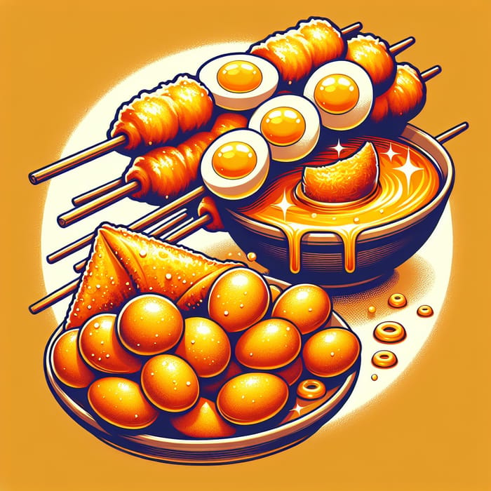 Vibrant Filipino Street Food Logo: Kwek-Kwek & Turon