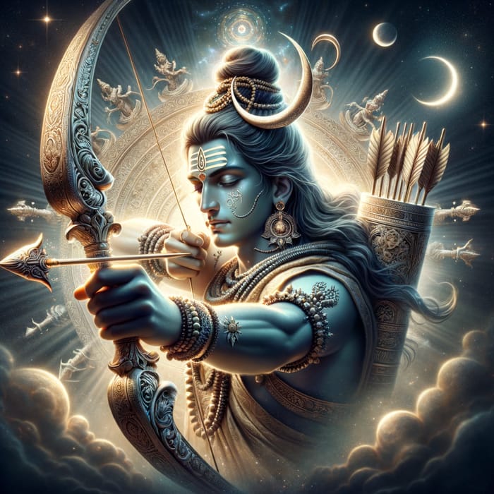 Celestial Bow of Lord Shiva: Divine Art with Mythical Symbolism