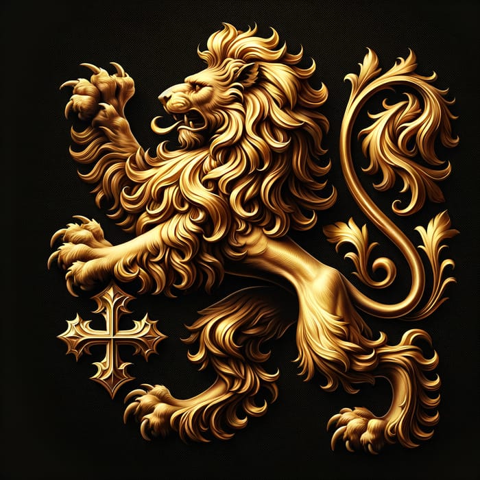 Demi-Rampant Lion with Cross Crosslet | Russell Family Insignia | Kumaon Regiment