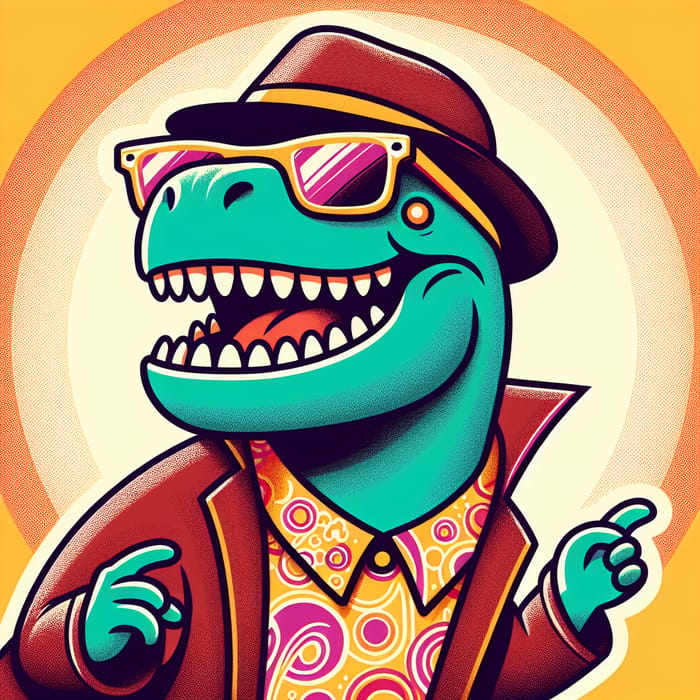 Joyful T-Rex in Sunglasses | Animated Movie Poster