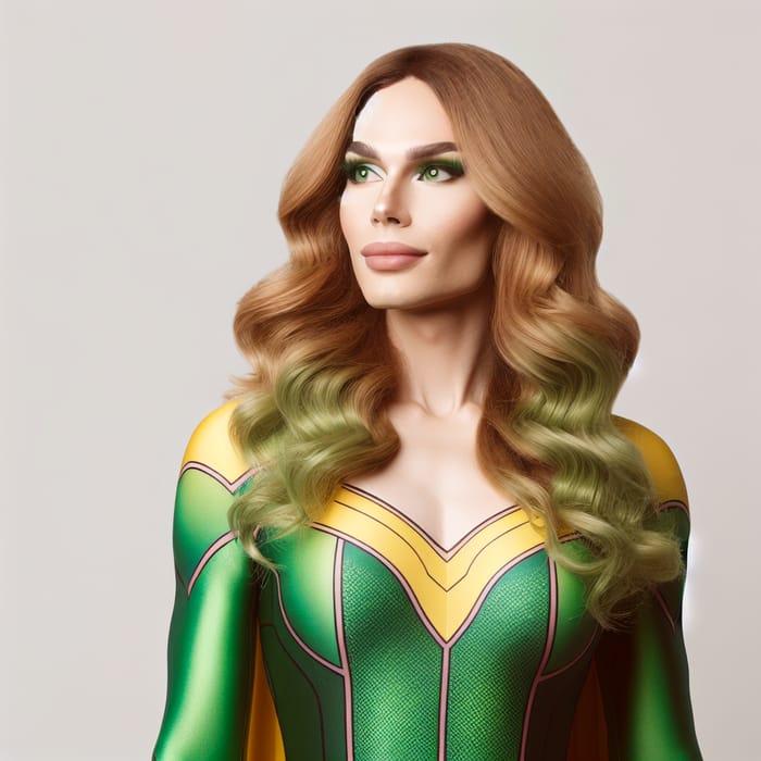 Blonde Wavy Transgender: Plant Power Superheroine in Green, Yellow, or Pink