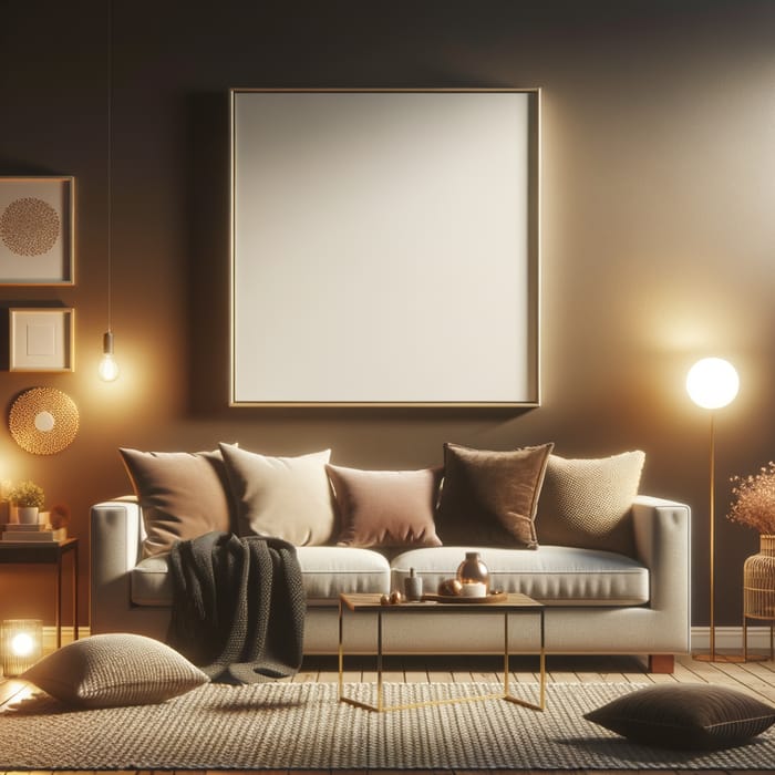 Cozy Living Room with Perfect Square Poster | Homely Atmosphere