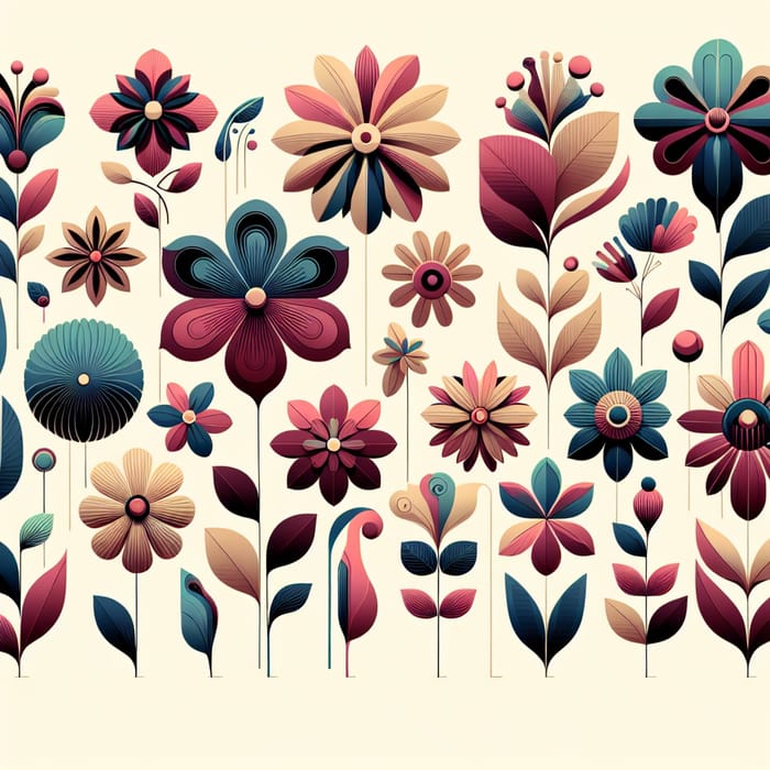 Diverse and Vibrant Flower Illustrations Gallery in Bold Style