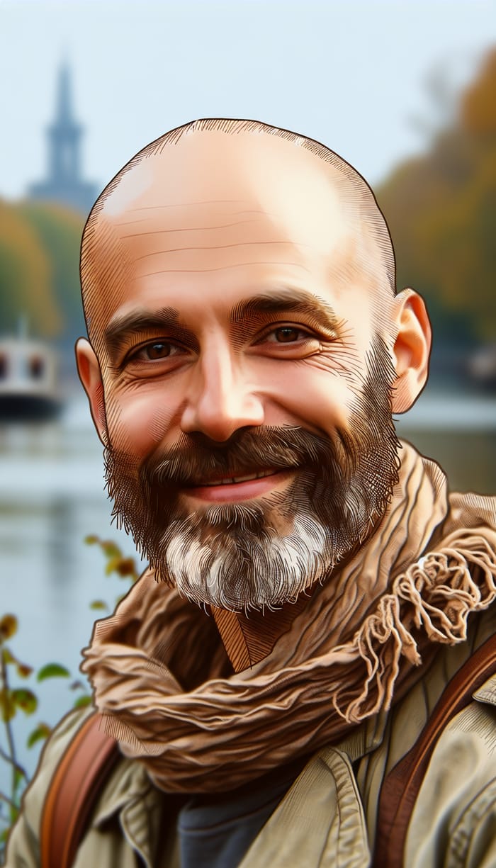 Happy German Man in His 40s | Crinkle Scarf Portrait