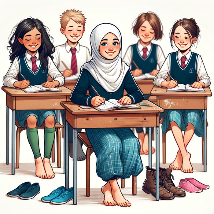 Vibrant Study Session of an Eleven-Year-Old Middle-Eastern Girl