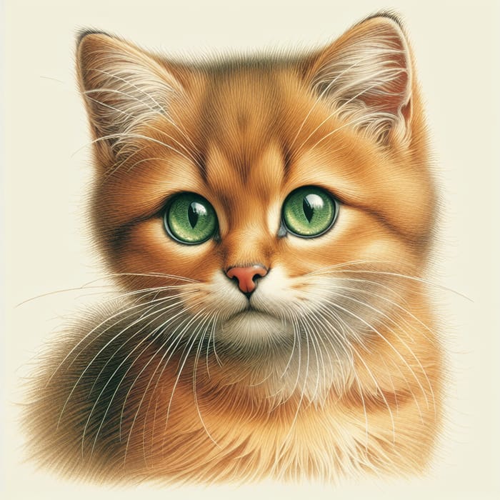 Ginger Cat with Green Eyes in Naturalistic Style
