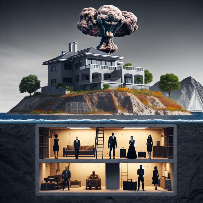 Stark Contrasts: Villa Overlooking Devastation with Hidden Bunker