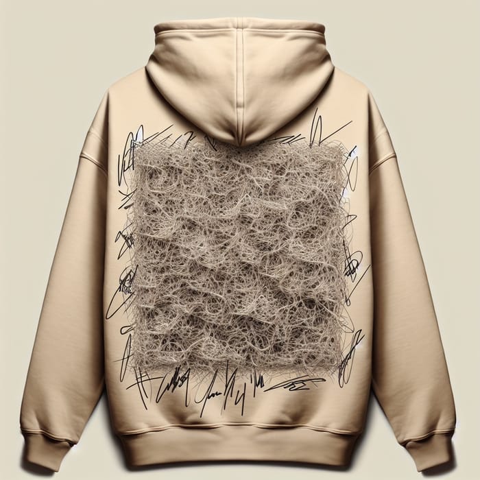 Beige Hoodie with Messy Signature Overlaps