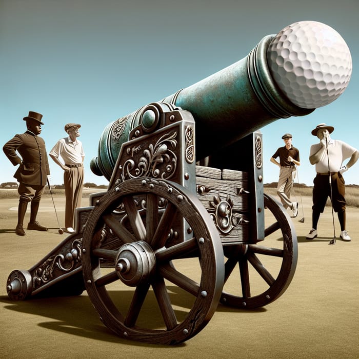 Vintage Golf Ball Cannon, 19th Century Style Steel Decorations, AI Art  Generator