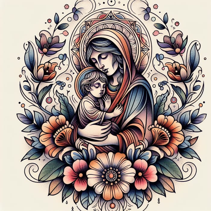 Mother Tattoo Design - Neo-Traditional Style