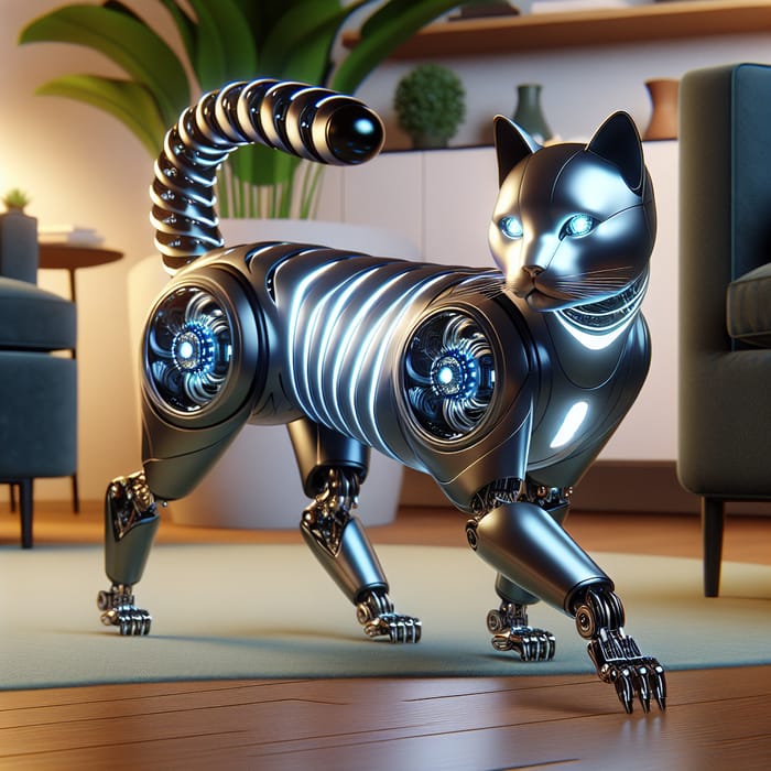 Robotic Cat: Lifelike LED-Eyed Feline