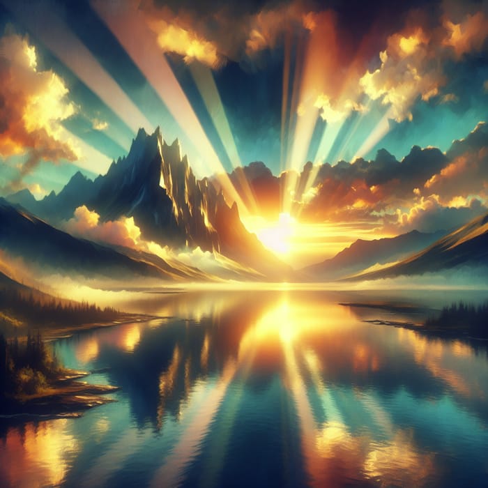 Majestic Mountain Sunrise | Vibrant Nature-Inspired Painting