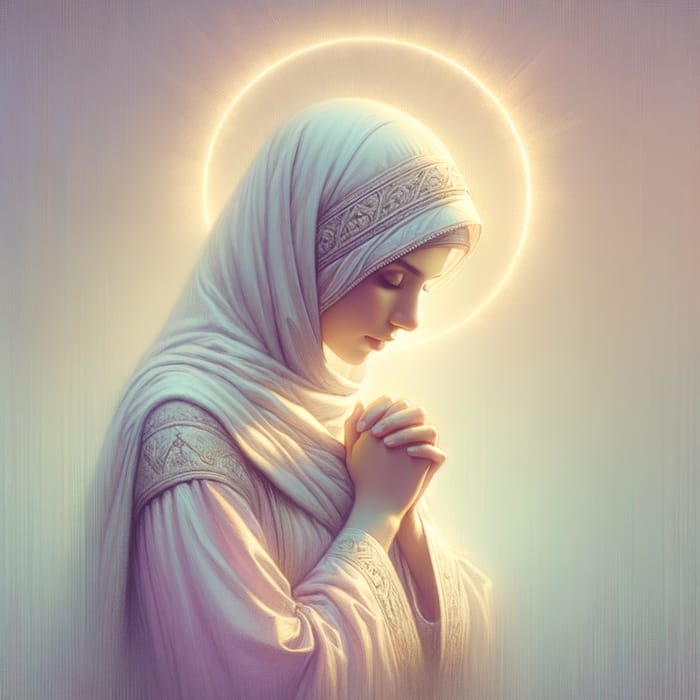 Serene Blessed Virgin Mary Prayer Painting - Religious Art