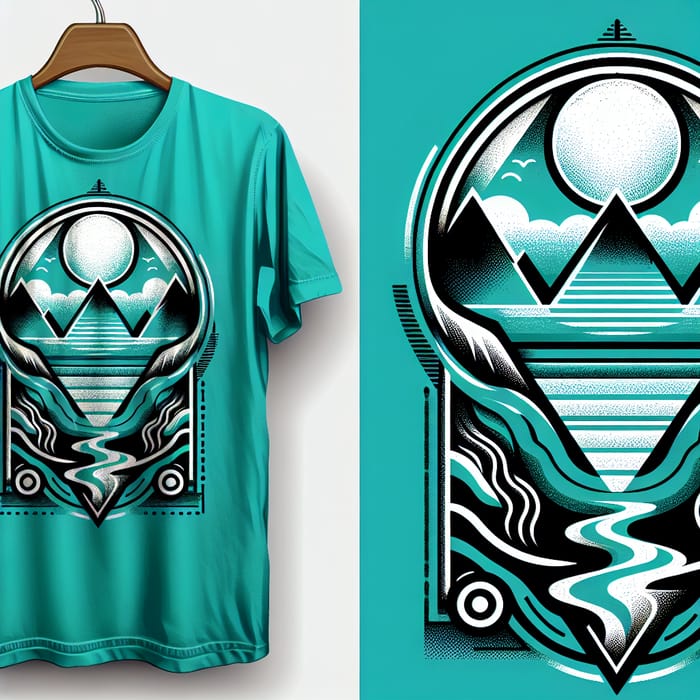 Vibrant Turquoise Trendy T-Shirt | Abstract Landscape Graphic